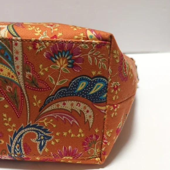 Talbots Purse Paisley faux Tortoise Shell handles & Beads - Picture 10 of 13